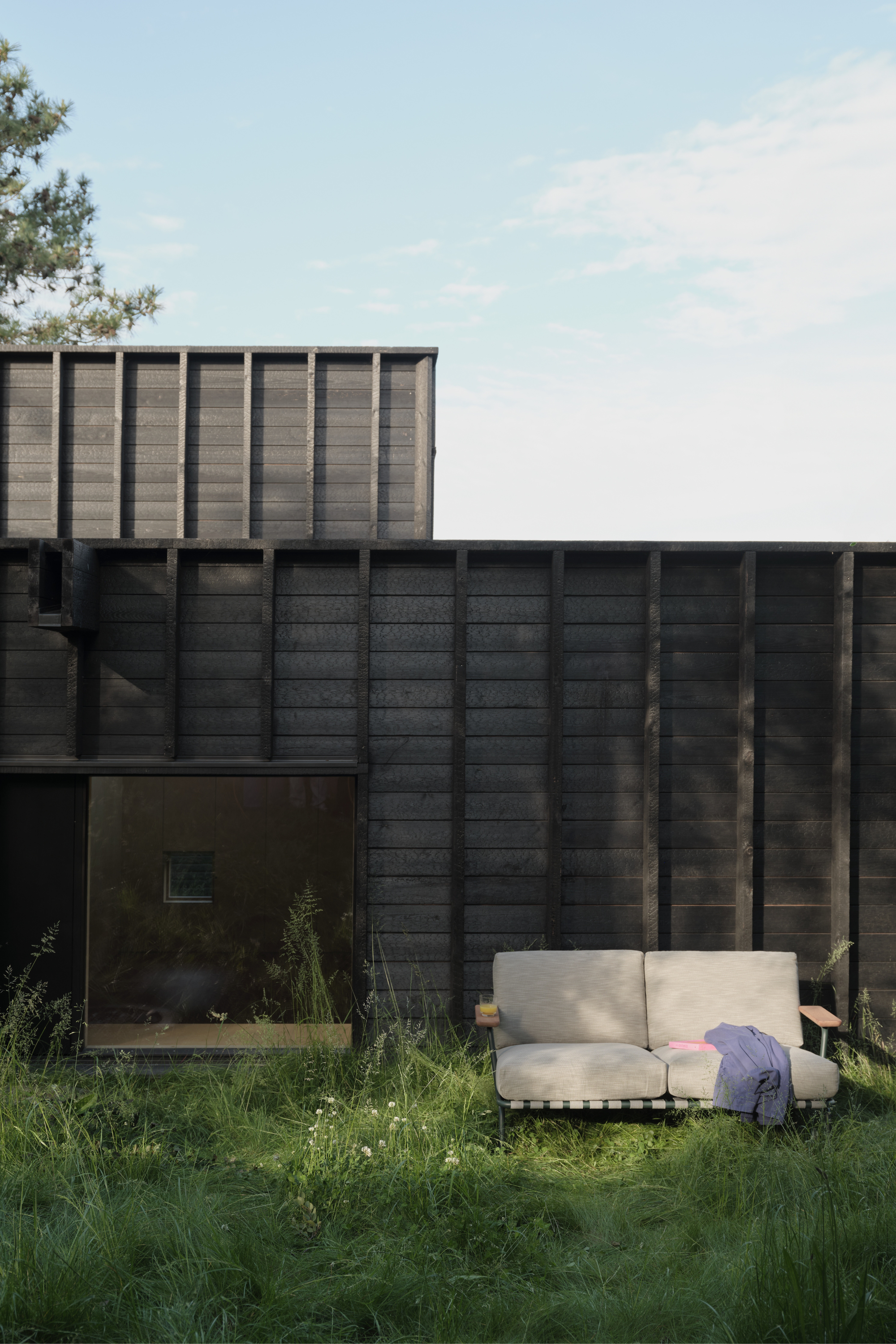 Settle Kültéri 2 személyes Kanapé, bordázott / sötétzöld