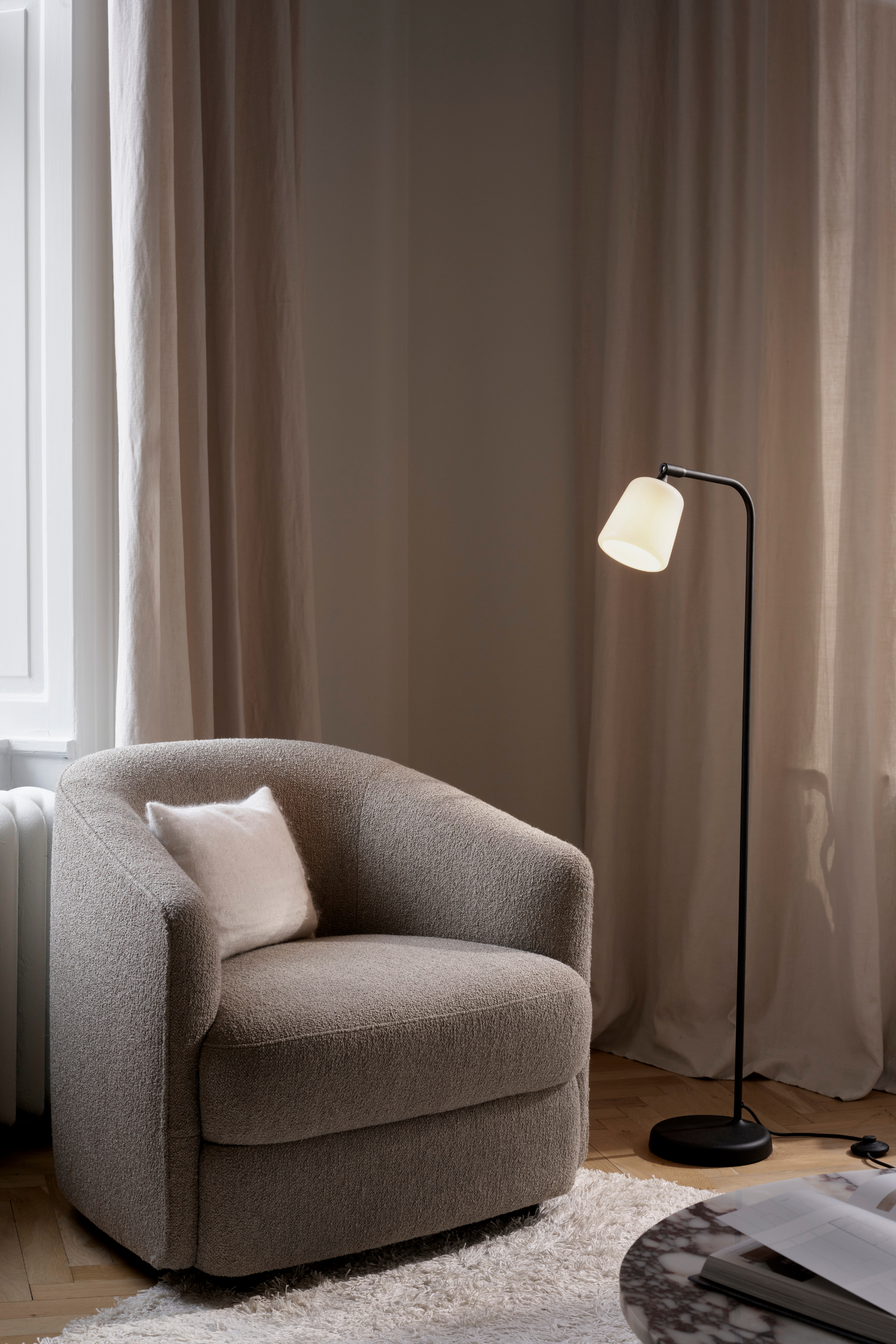 Material floor lamp
