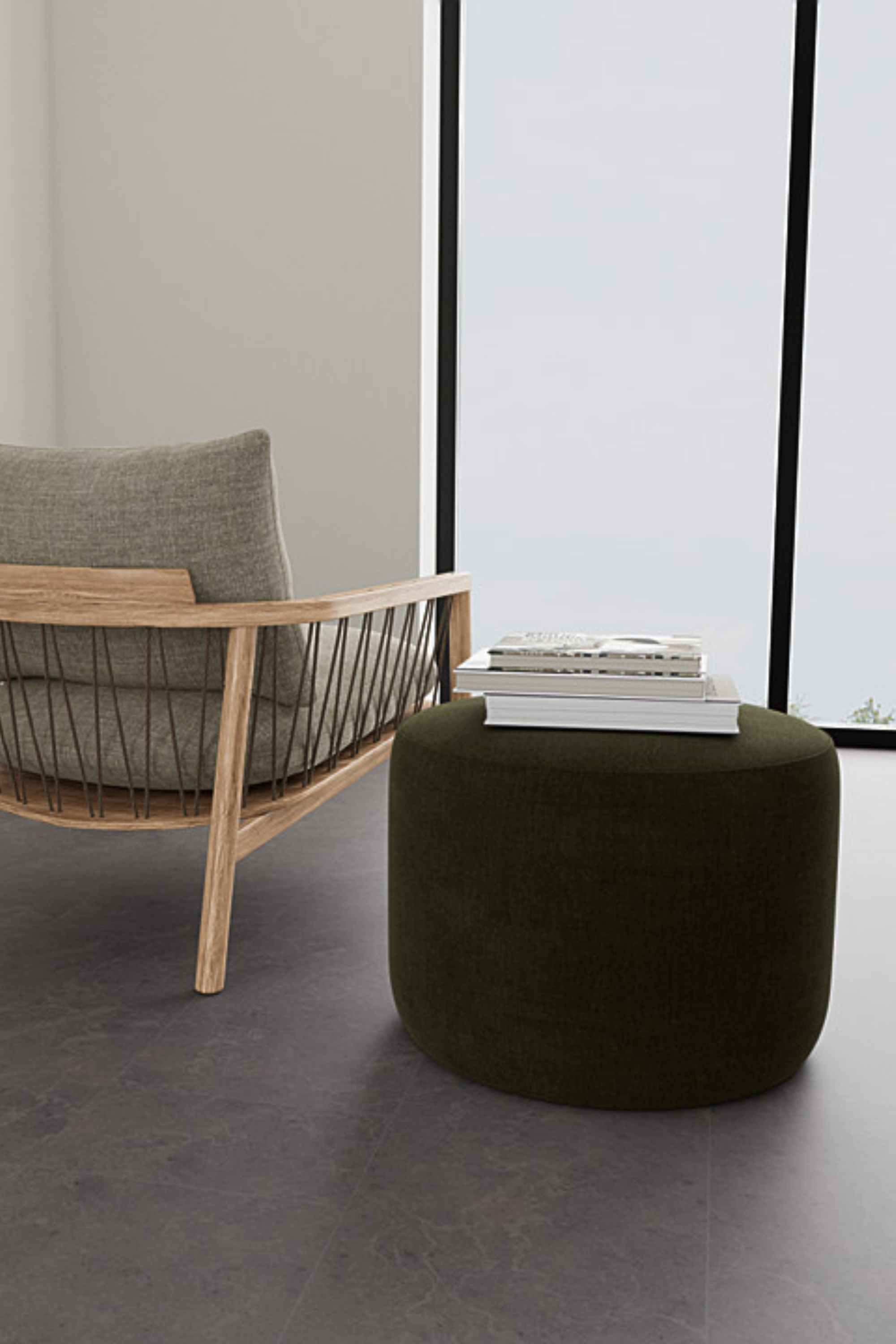 No. 9 Pouf Moss Olive
