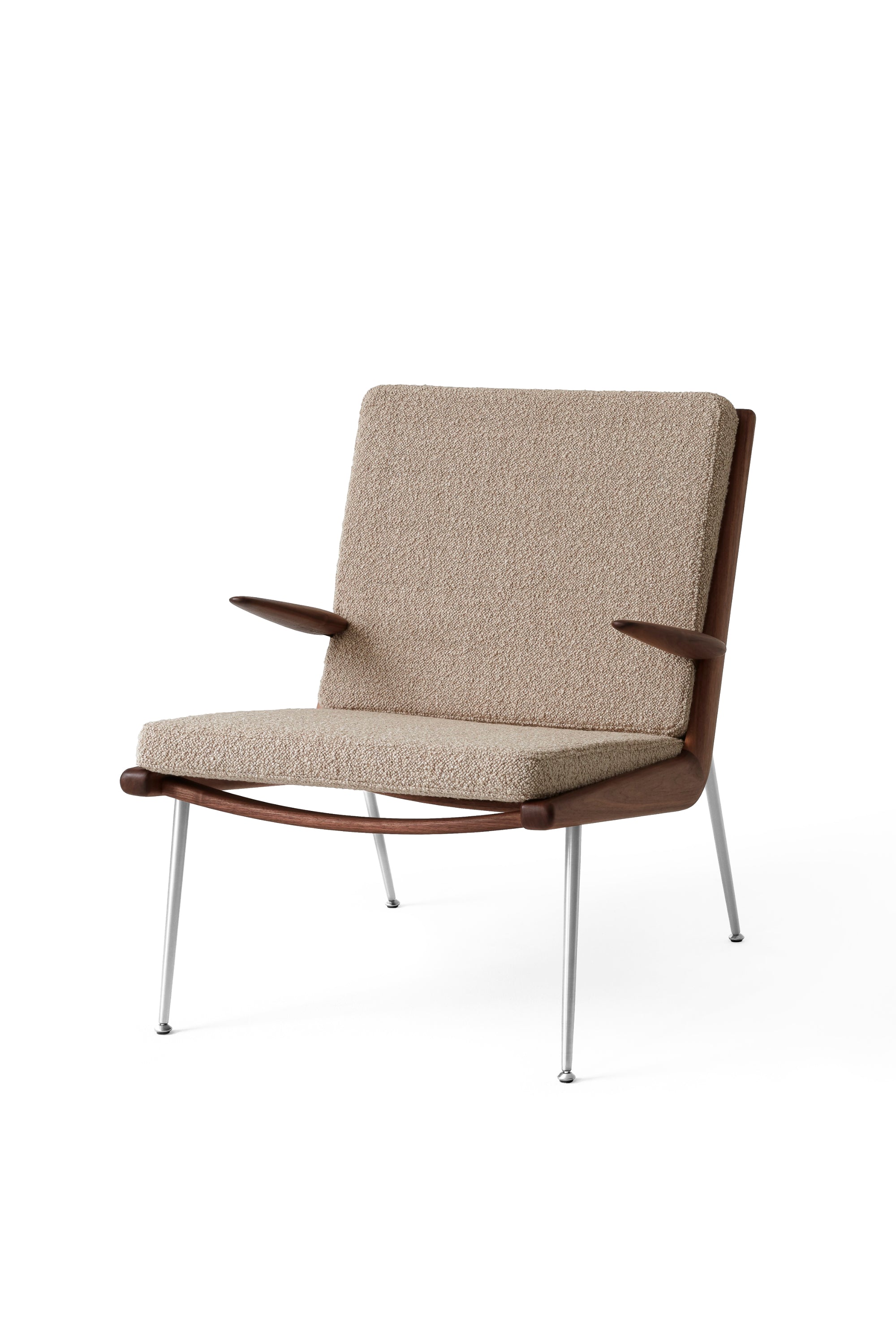 Boomerang HM2 walnut and steel lounge chair