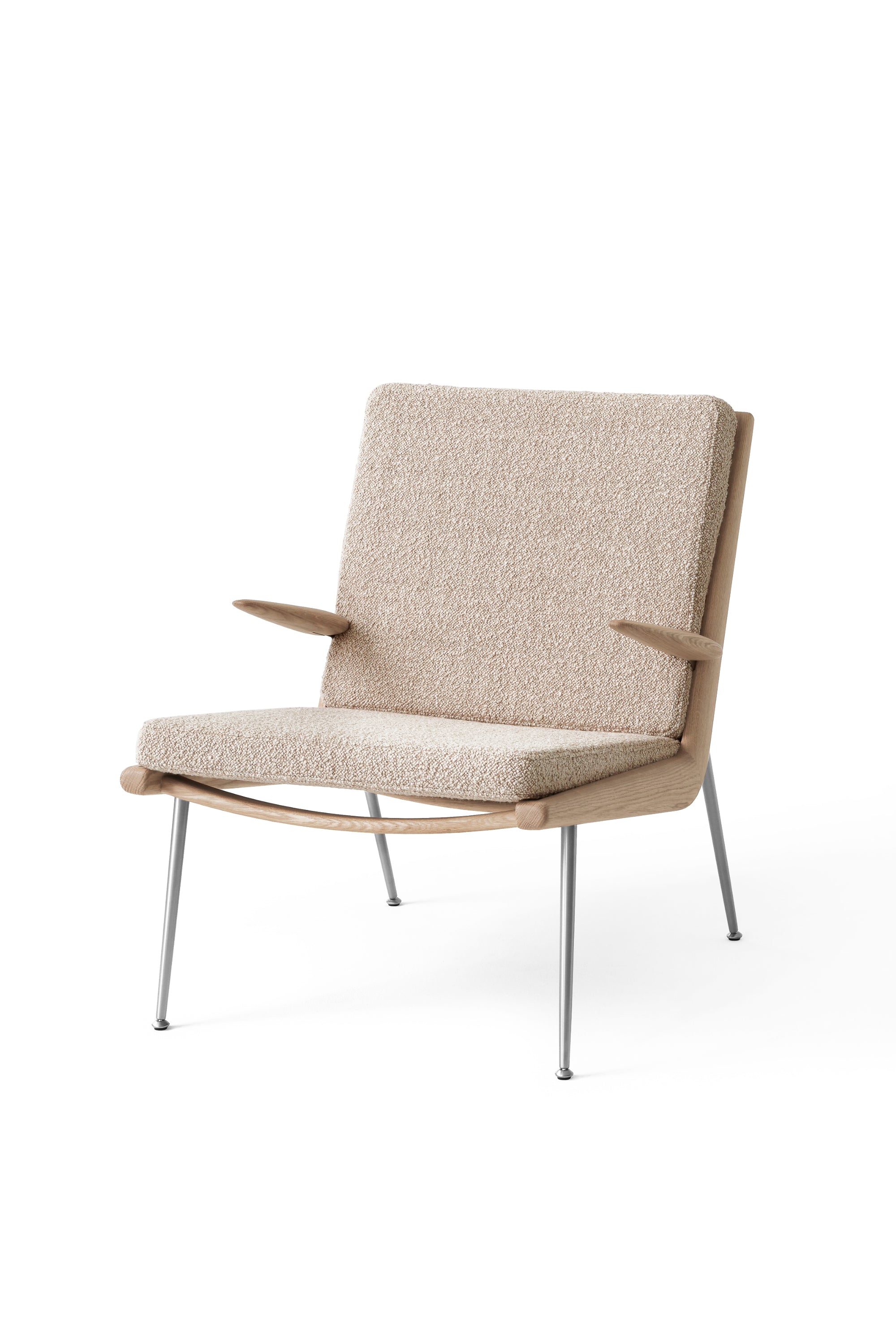 Boomerang HM2 oak and steel lounge chair
