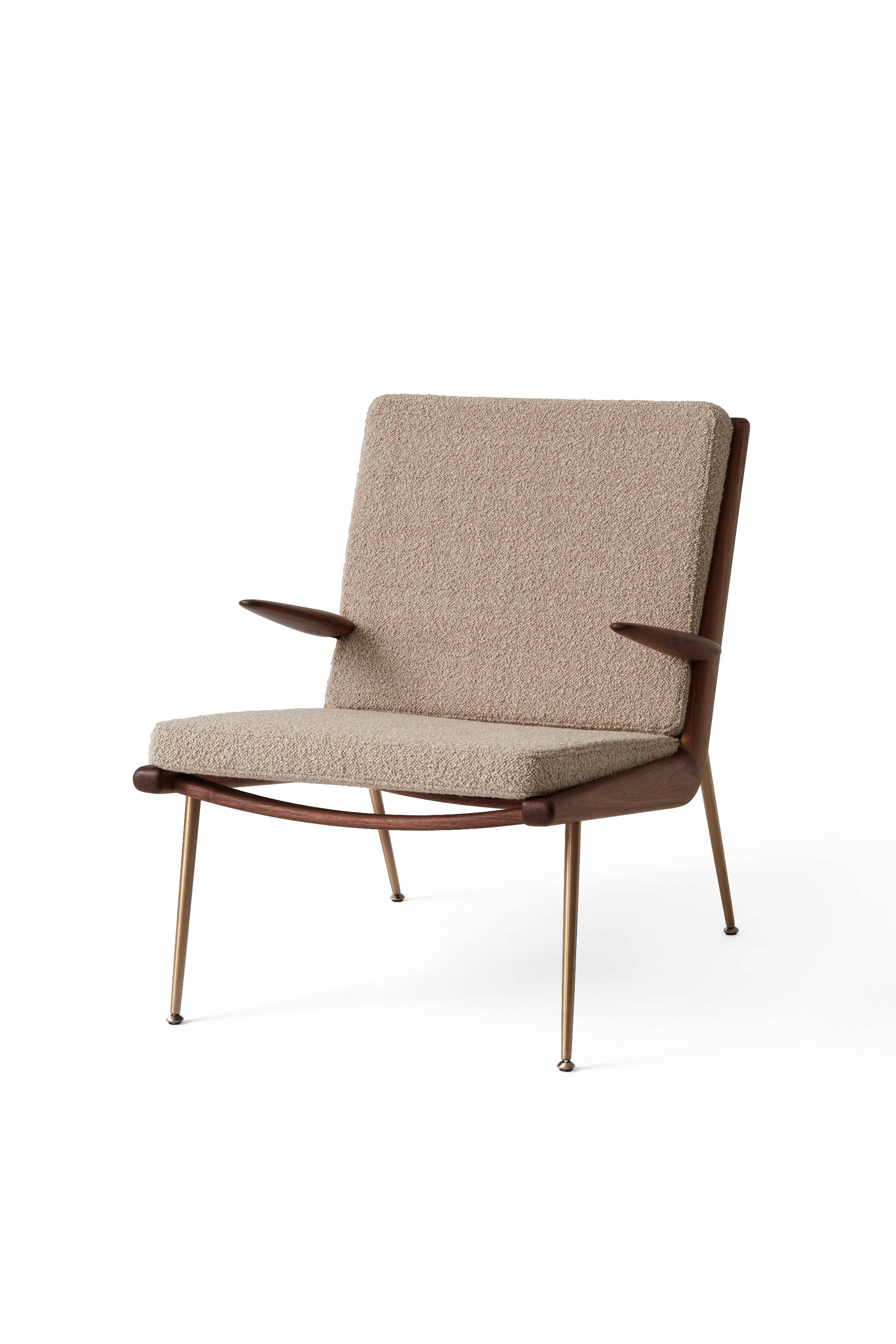 Boomerang HM2 Oiledwalnut and brass lounge chair