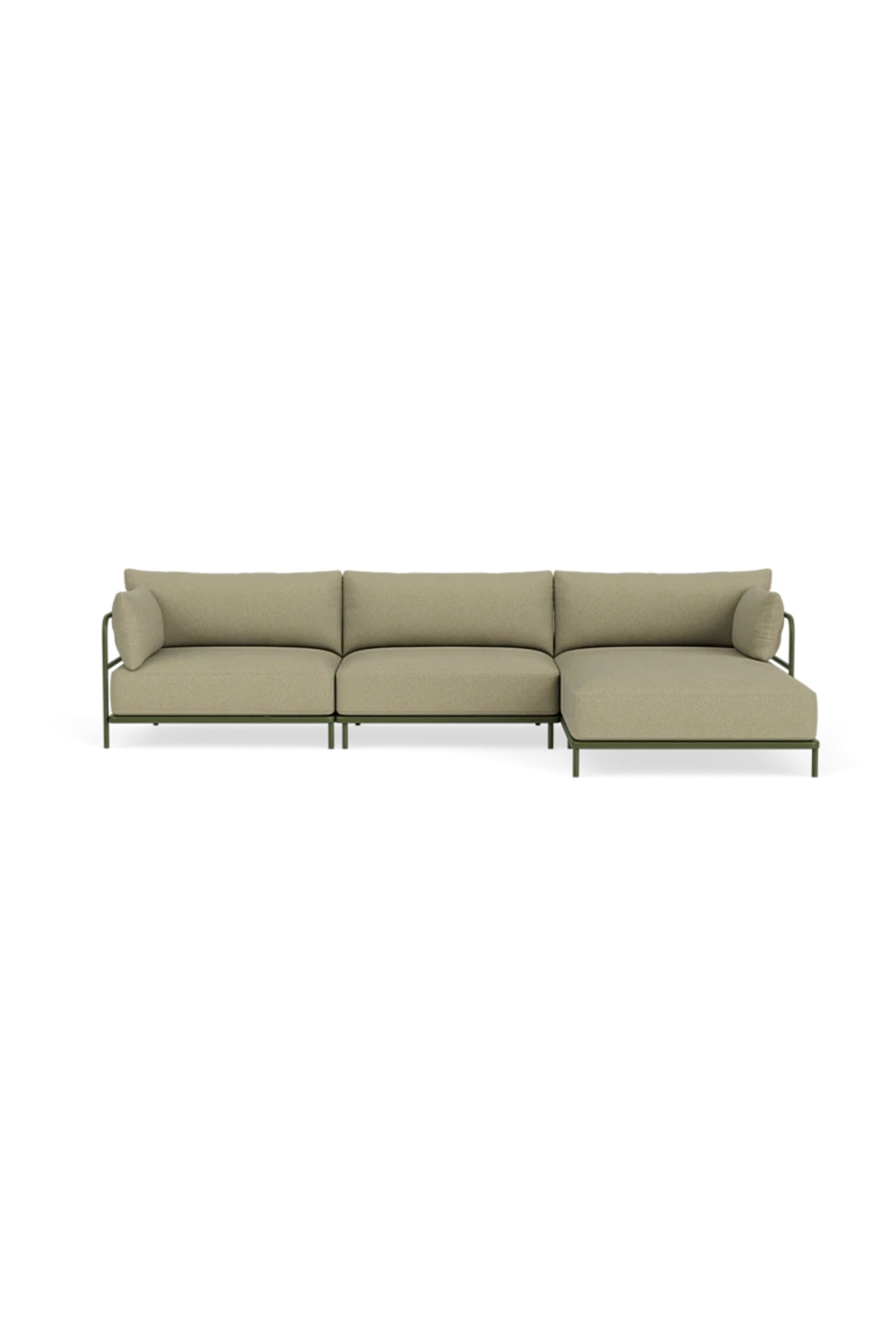 Vincent Outdoor 3-seater chaise right modular sofa Clary Sage Green
