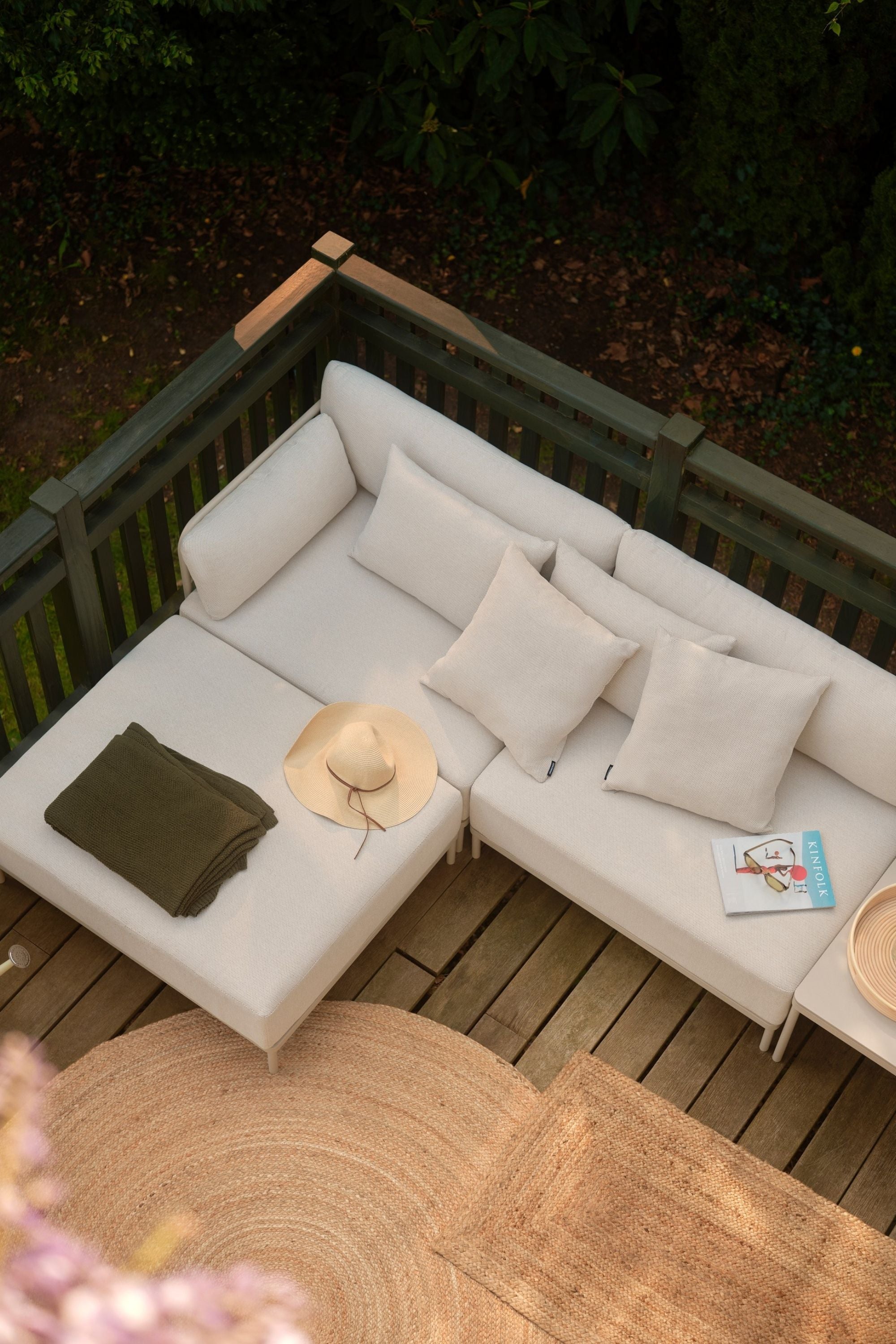 Vincent Outdoor 3-seater chaise left modular sofa Sandshell