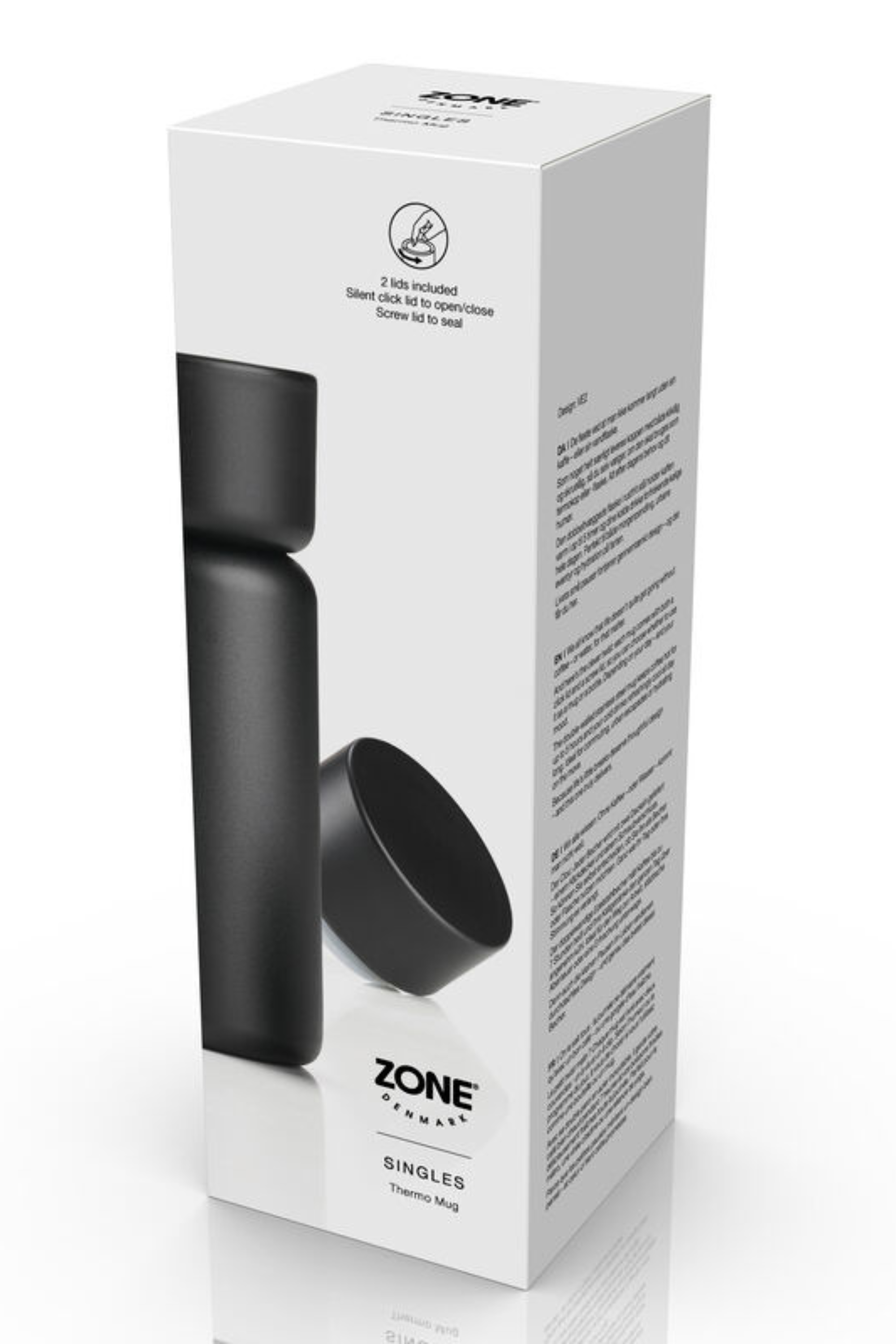 Singles Thermo mug with two lids black