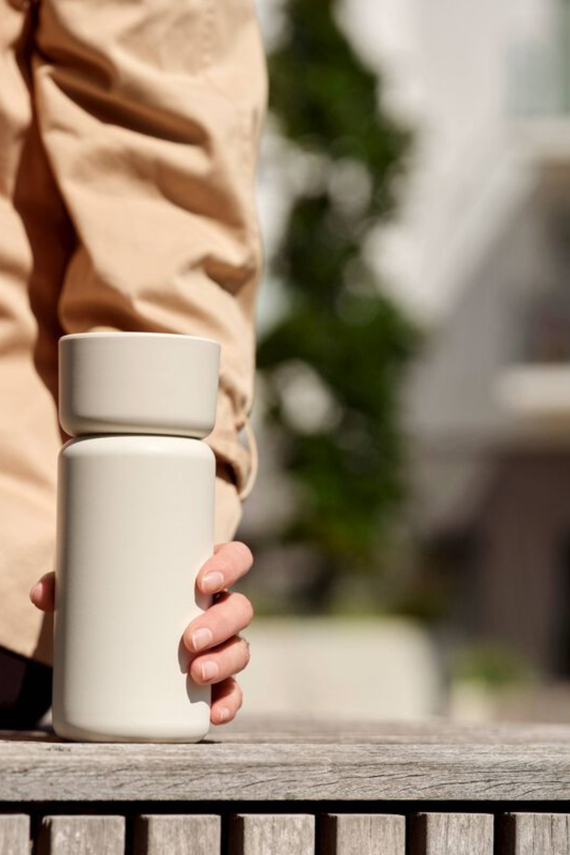 Singles Thermo mug with two lids cream