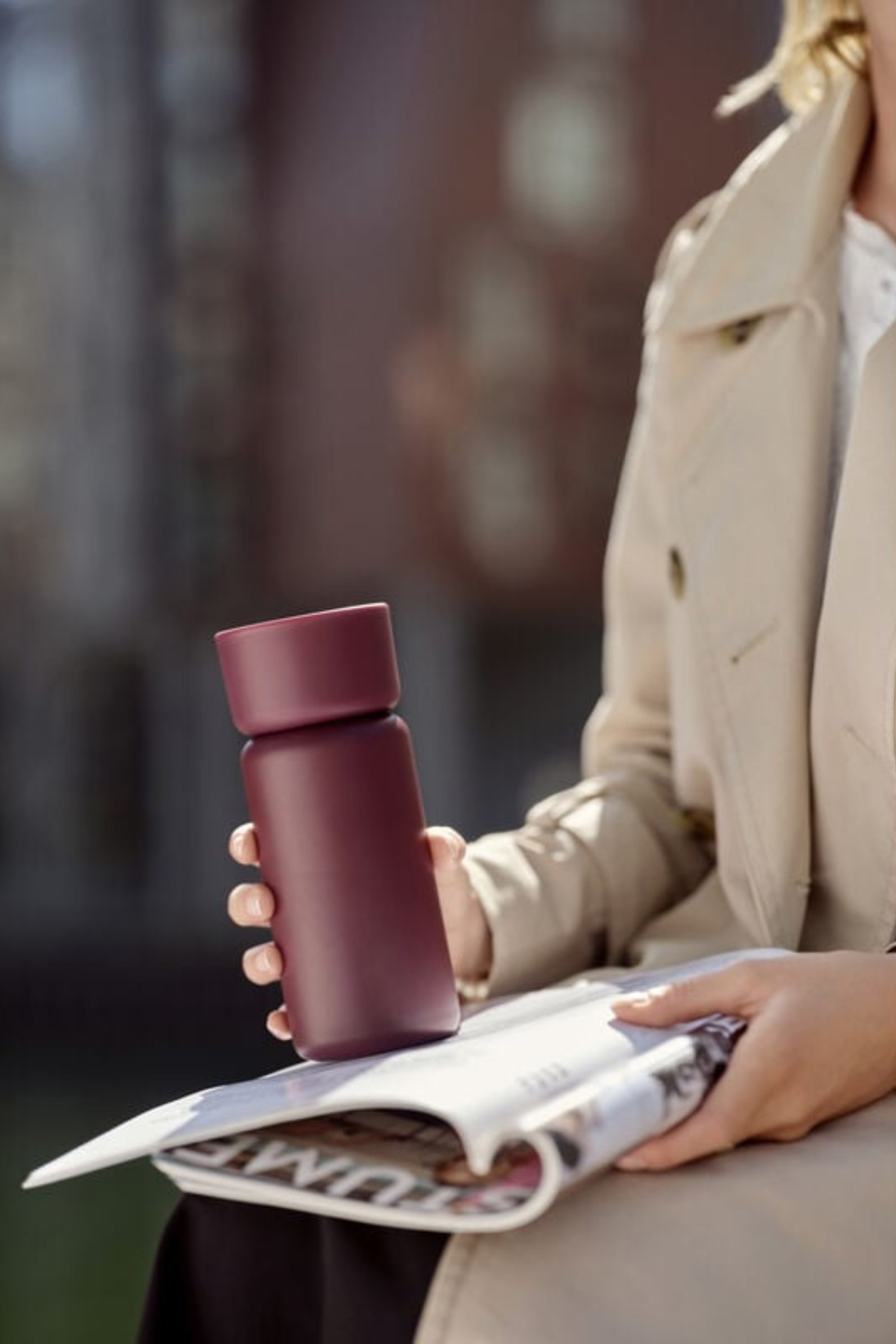 Singles Thermo mug with two lids mulberry