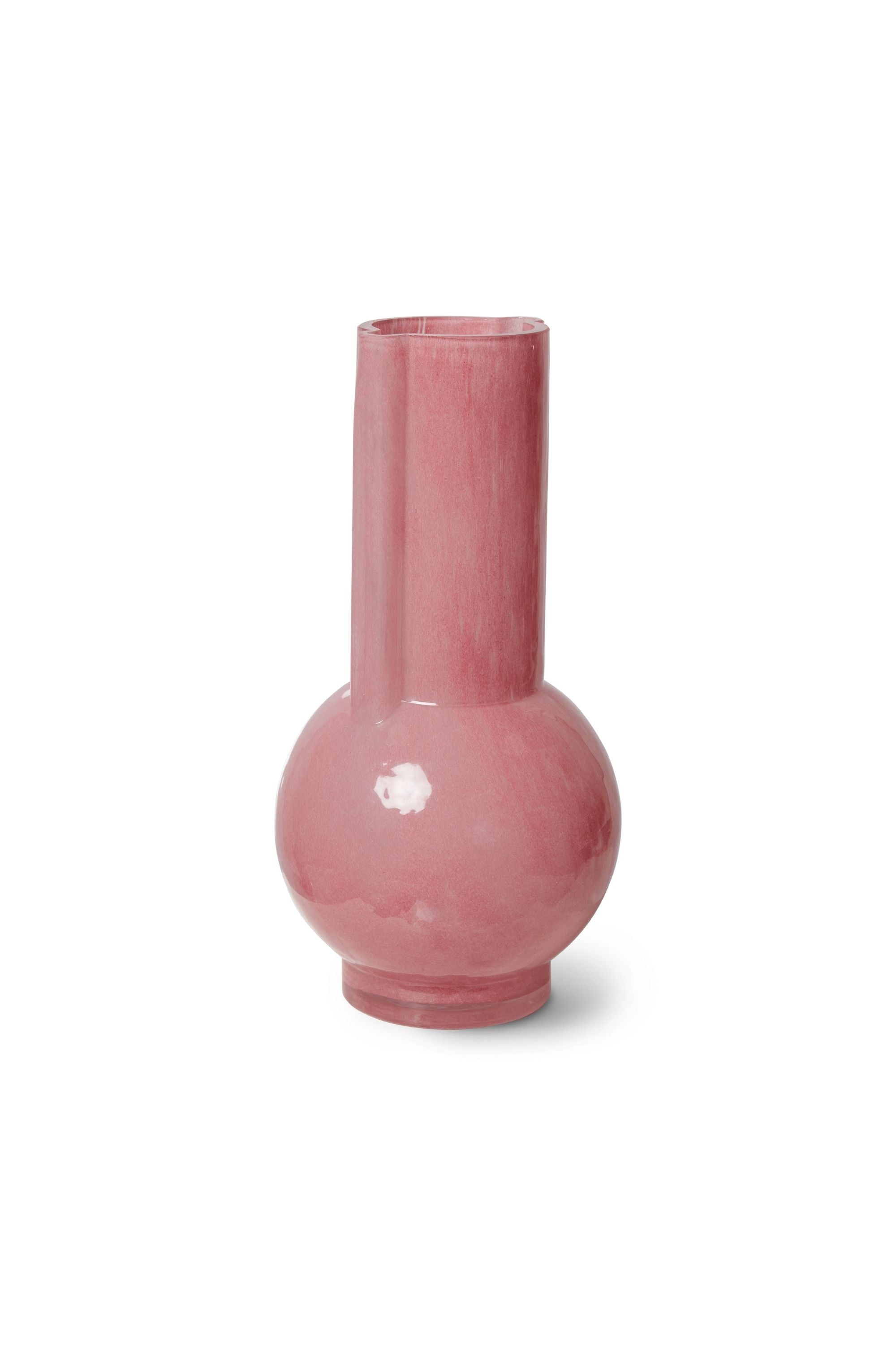 Glass vase flamingo pink