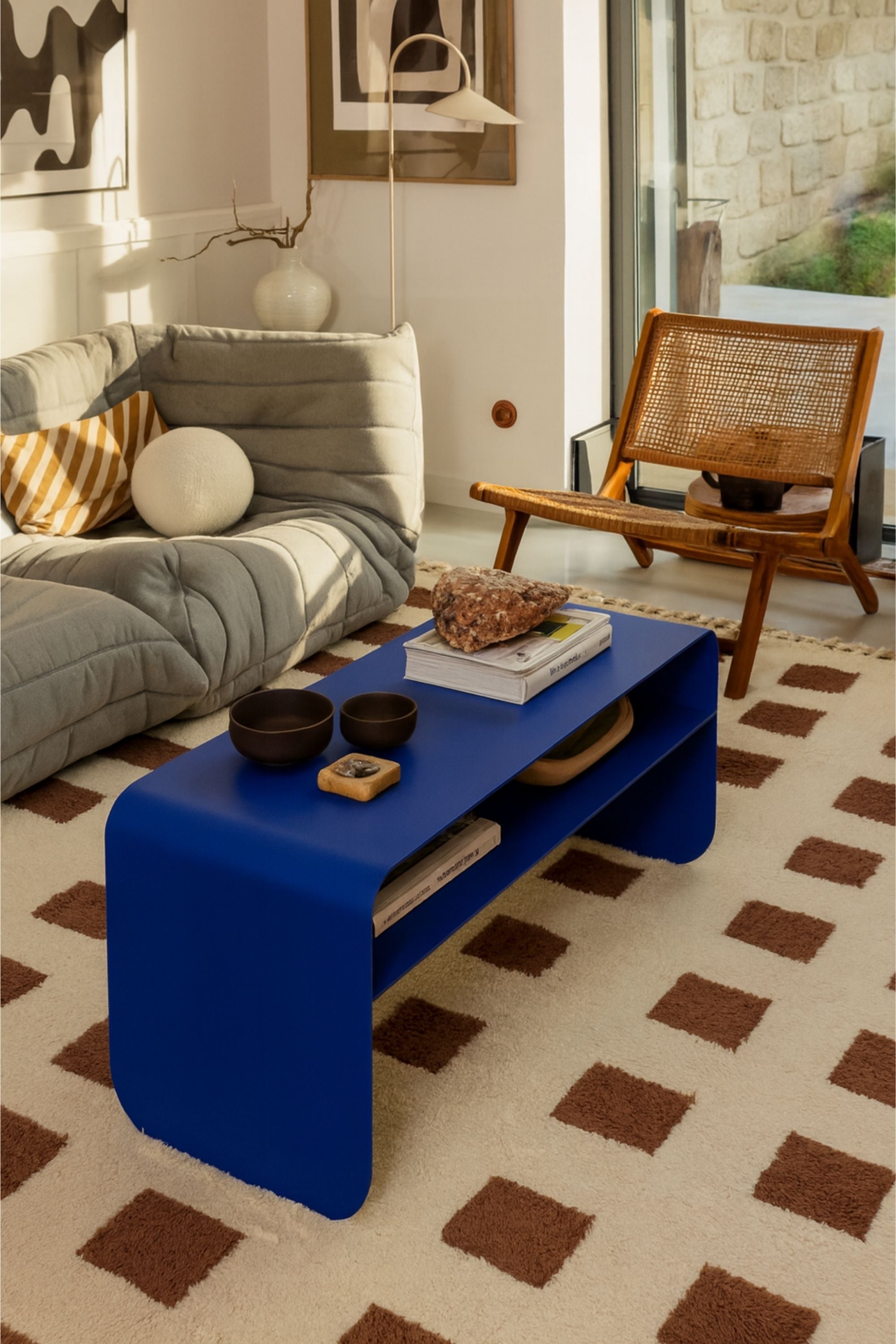 Arden pearl coffee table with shelf