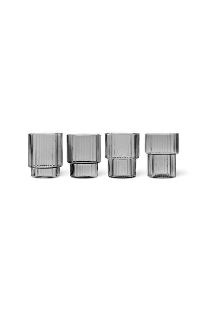 Ripple Small Glasses Smoked Grey | ferm LIVING | Home of Solinfo