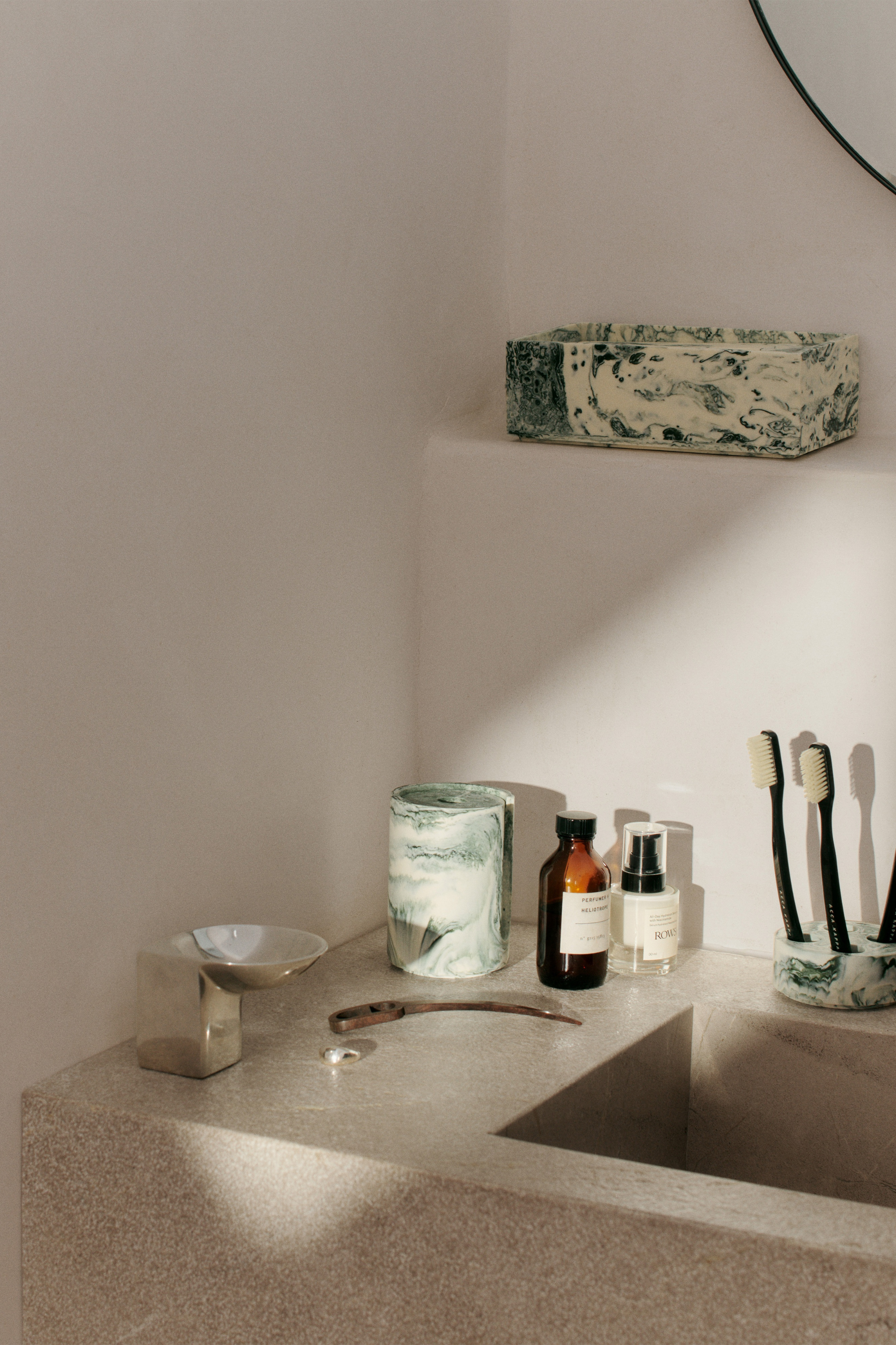 Mist Cotton Pad Holder - Emerald Off-white