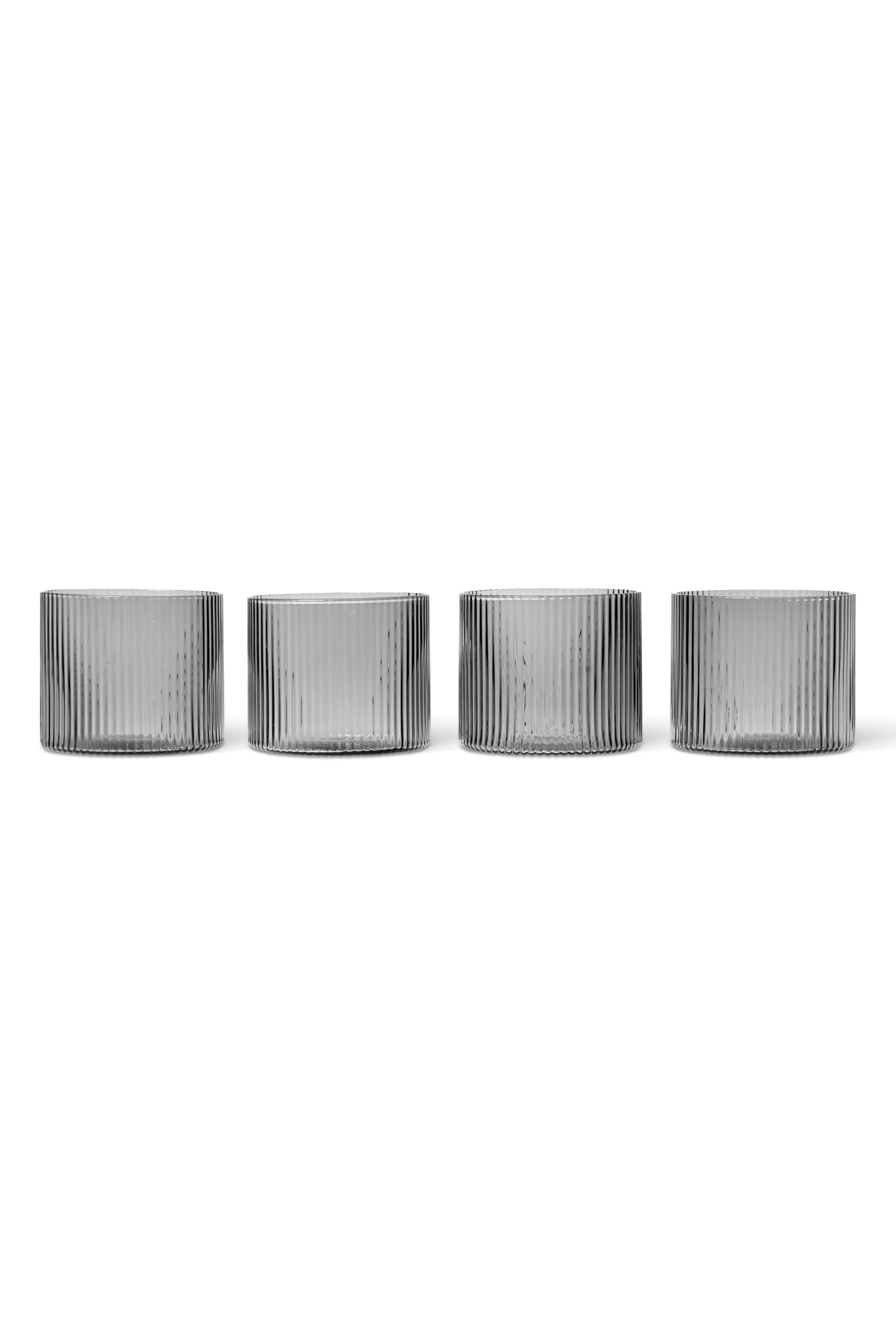 Ripple Low Glasses - Set of 4 - Smoked Grey
