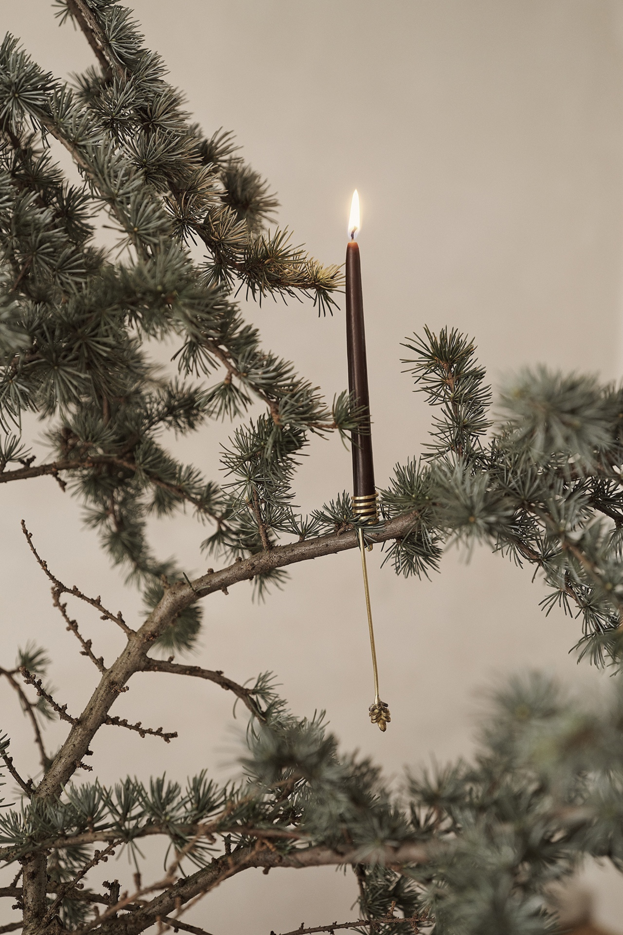 Forest Christmas Tree Candle Holders brass set of 4