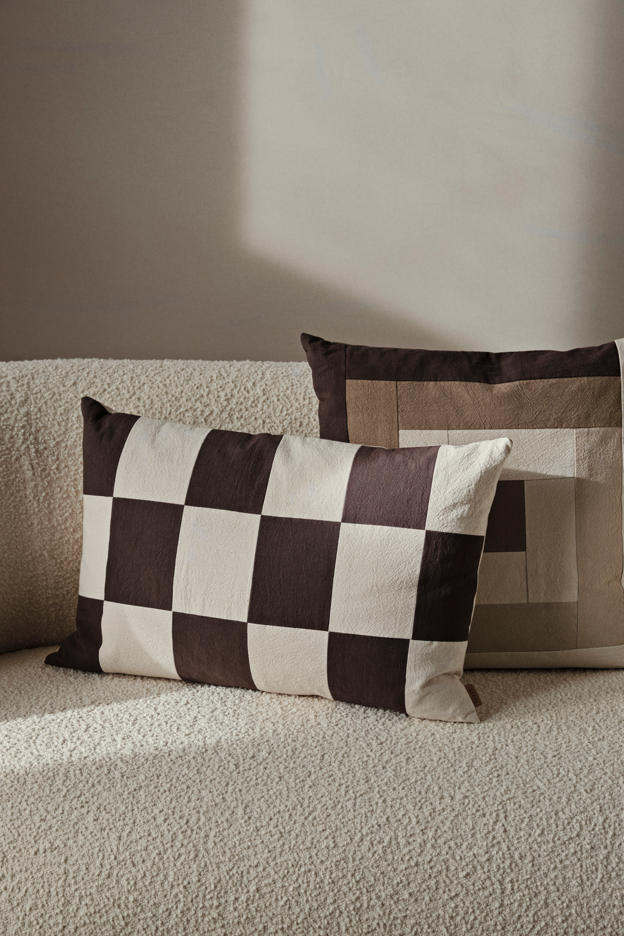 Fold Patchwork Cushion coffee/undyed