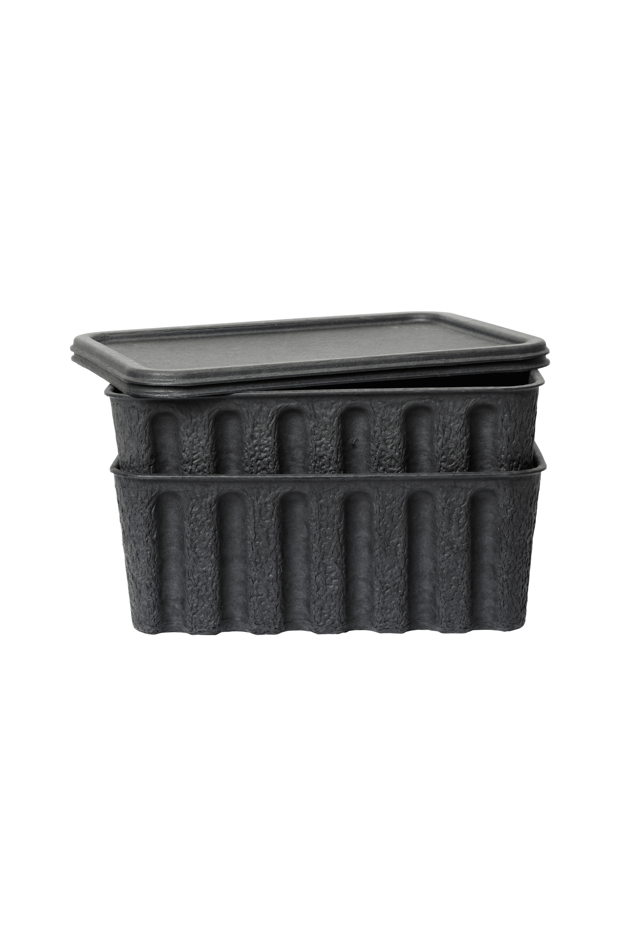 Paper Pulp Box Large Set of 2 Charcoal