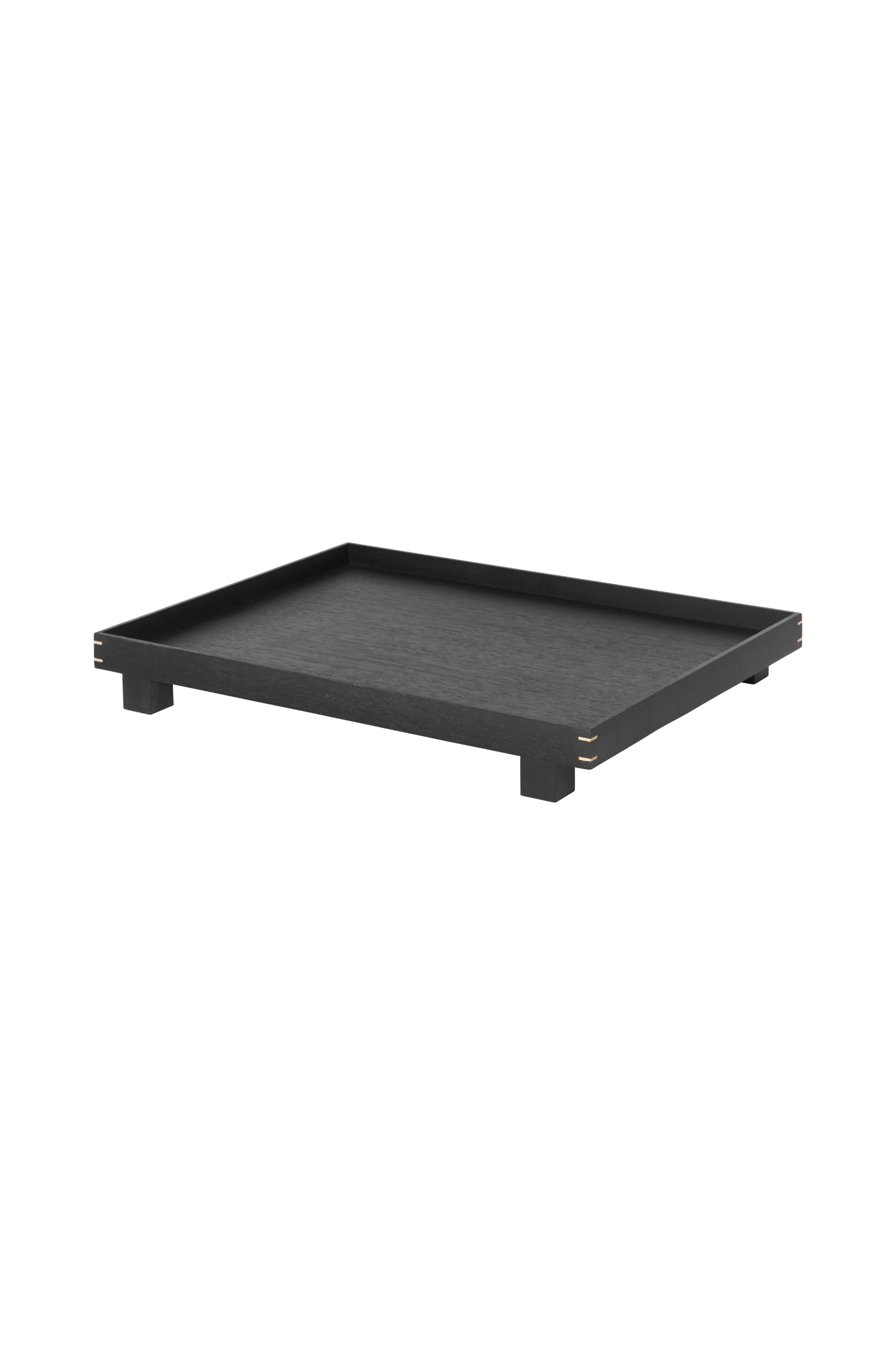 Bon wooden tray large black painted oak