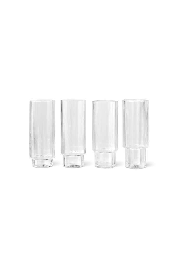 Ripple Long Drink Glasses Clear | ferm LIVING | Home of Solinfo