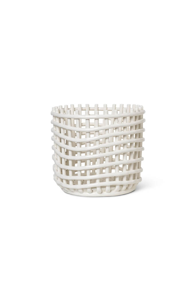 Ceramic Basket - Large Off-White | ferm LIVING | Home of Solinfo