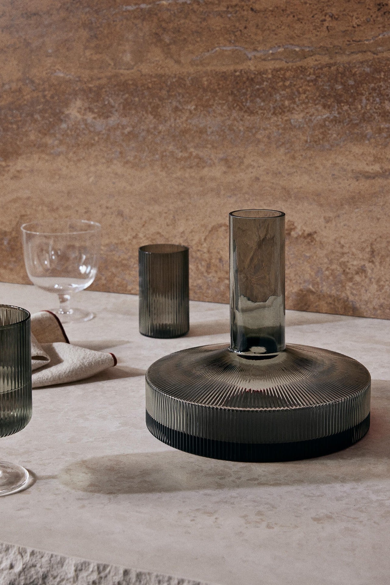 Ripple wine carafe smoked grey | ferm LIVING | Home of Solinfo