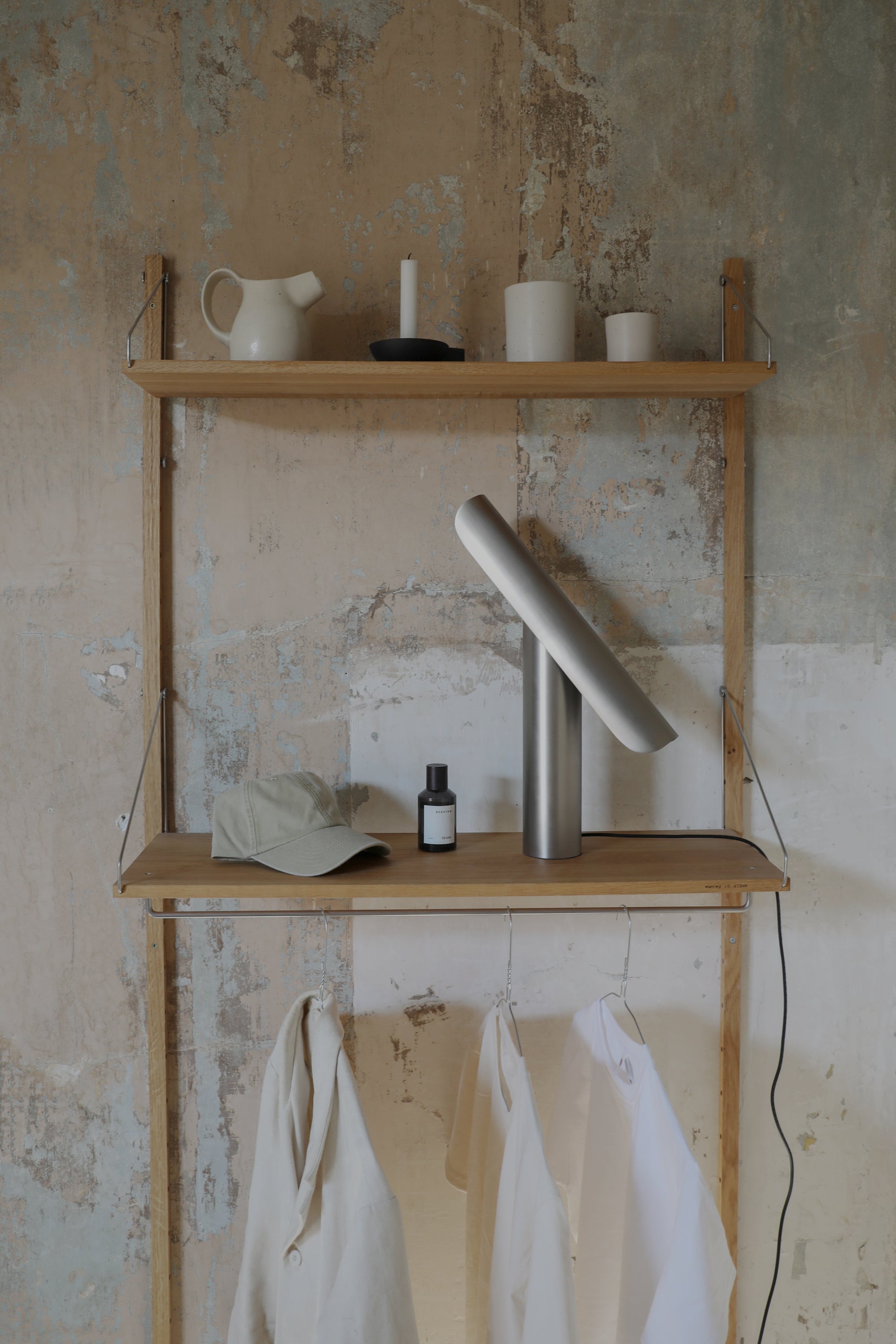 T-Lamp brushed steel table lamp