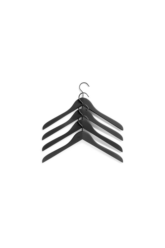 Soft coat hanger set of 4, slim black