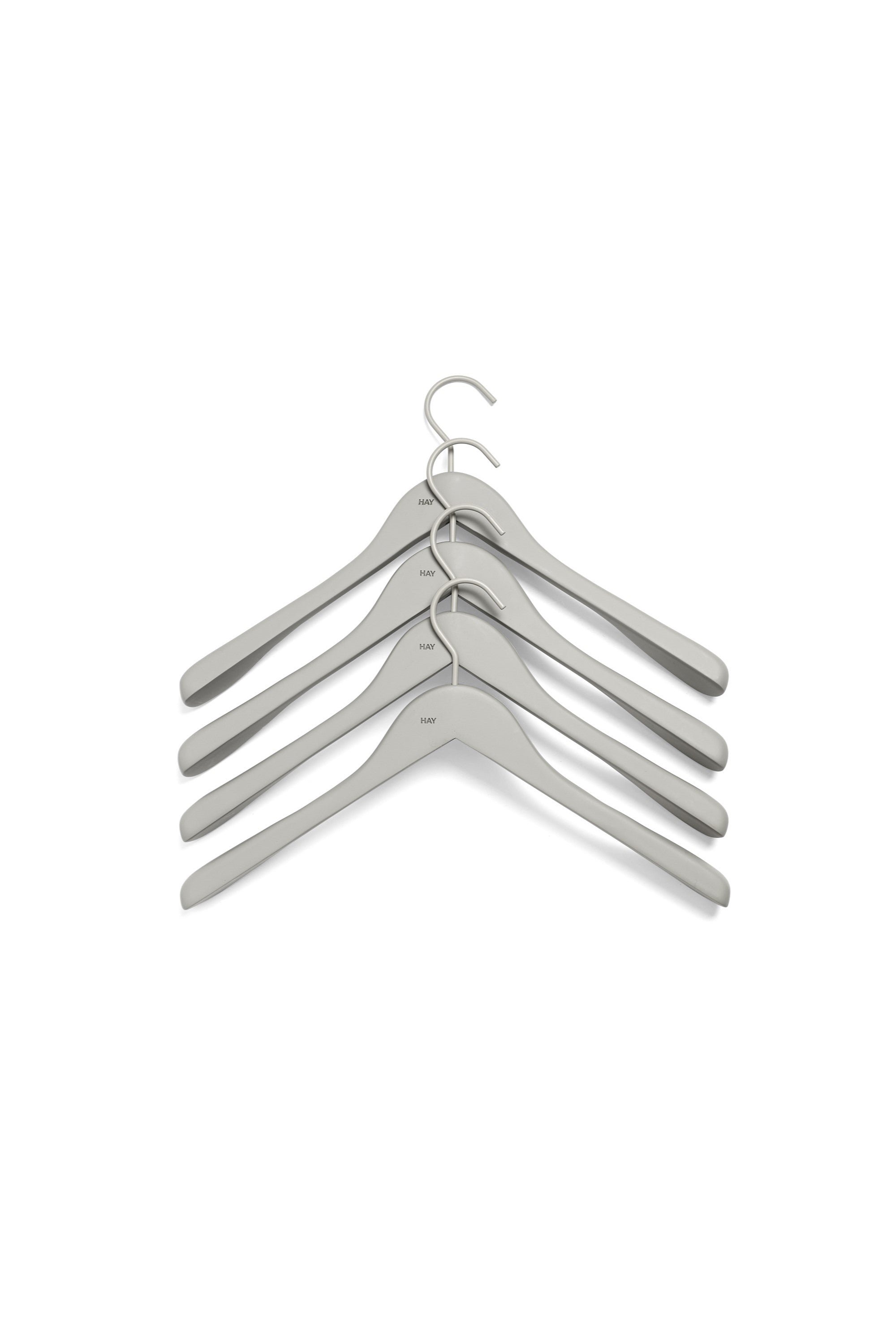 Soft coat hanger set of 4 wide grey