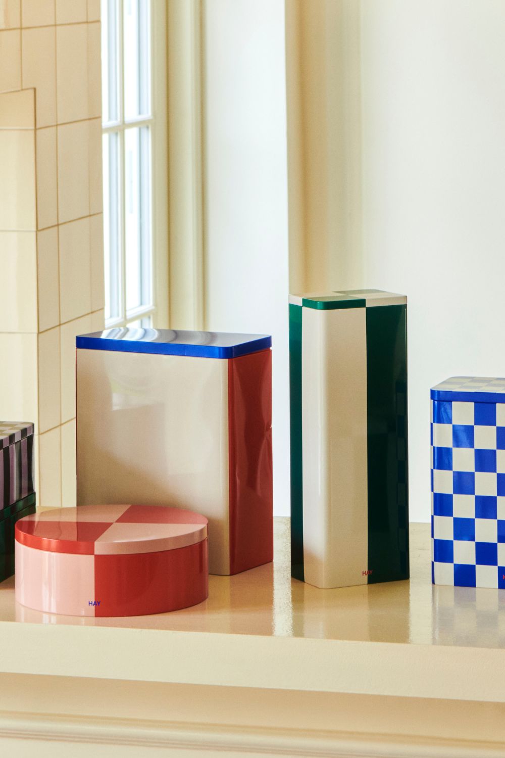 Tin Container Slim Green and off-white