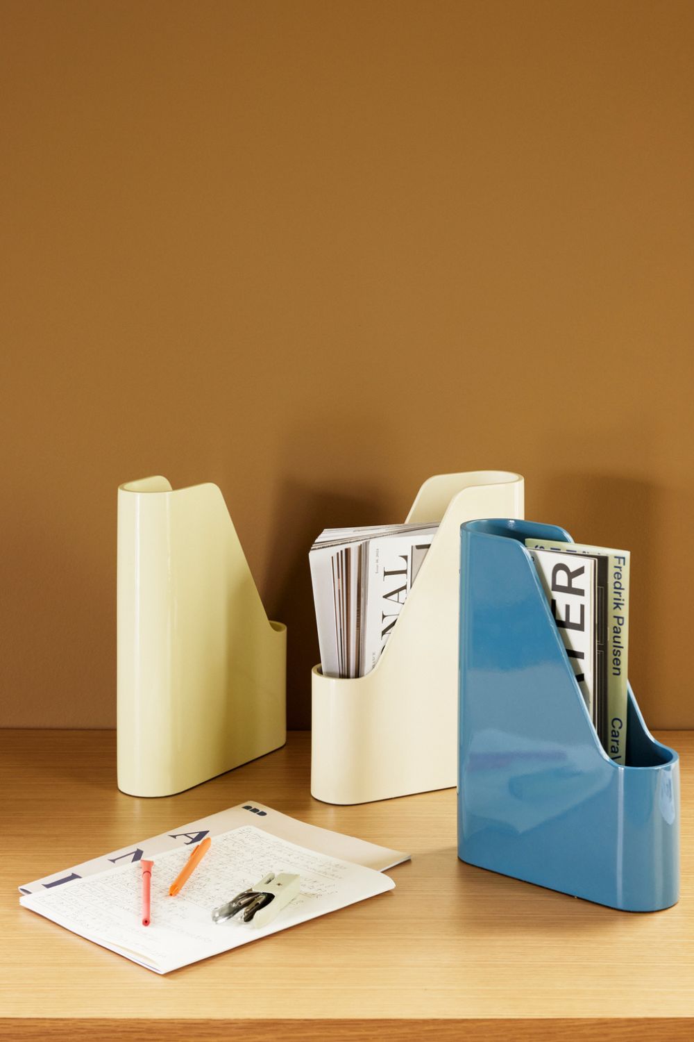 Redux Desk Organiser Offwhite and Light Yellow Set of 3