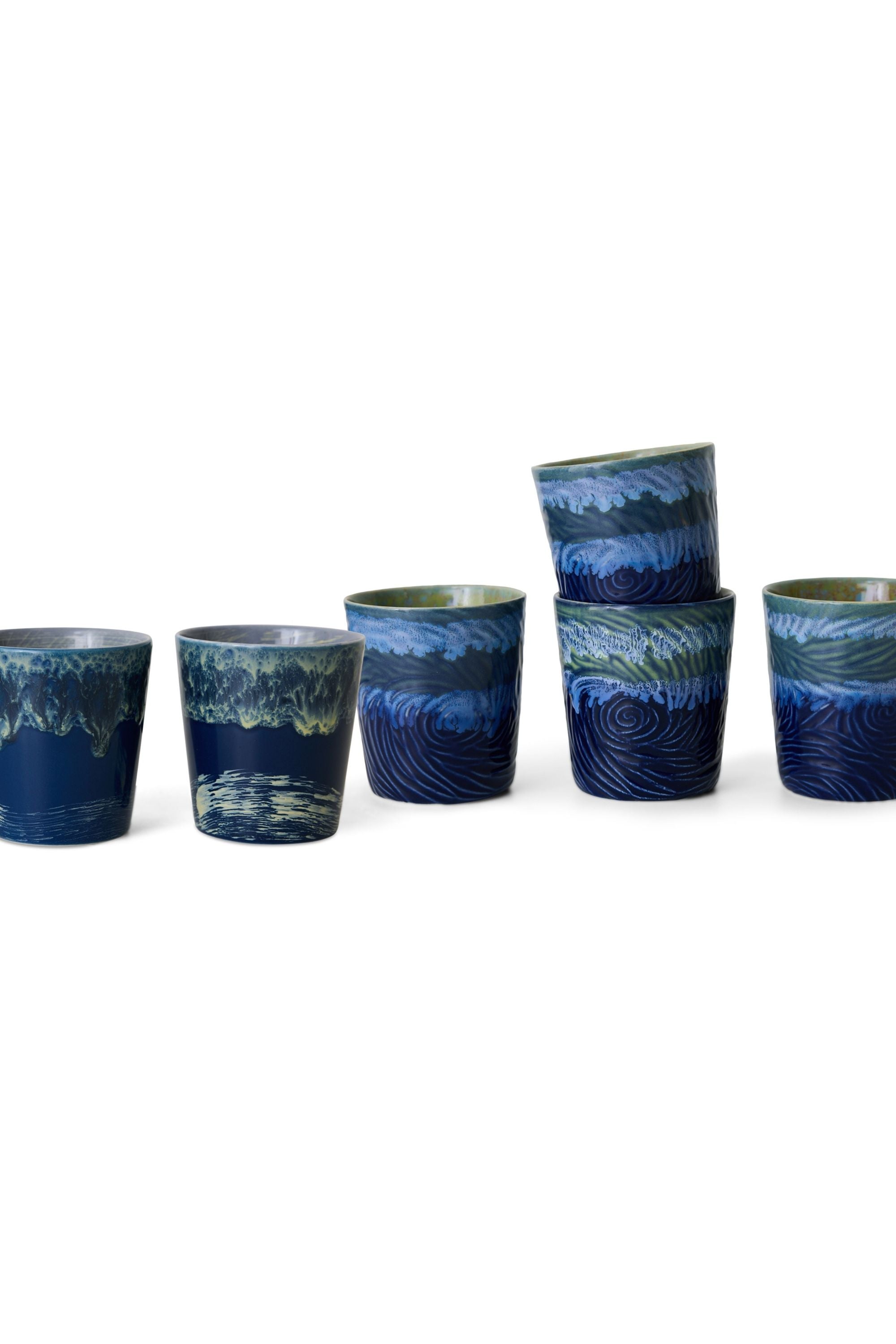 70s ceramics: Van Gogh coffee mugs starry night, set of 2