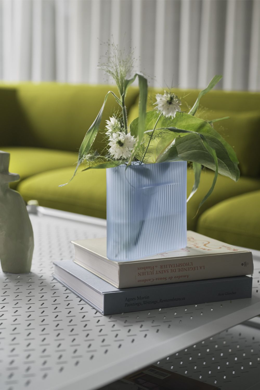 Ridge Vase Light Blue Frosted Glass 16,5