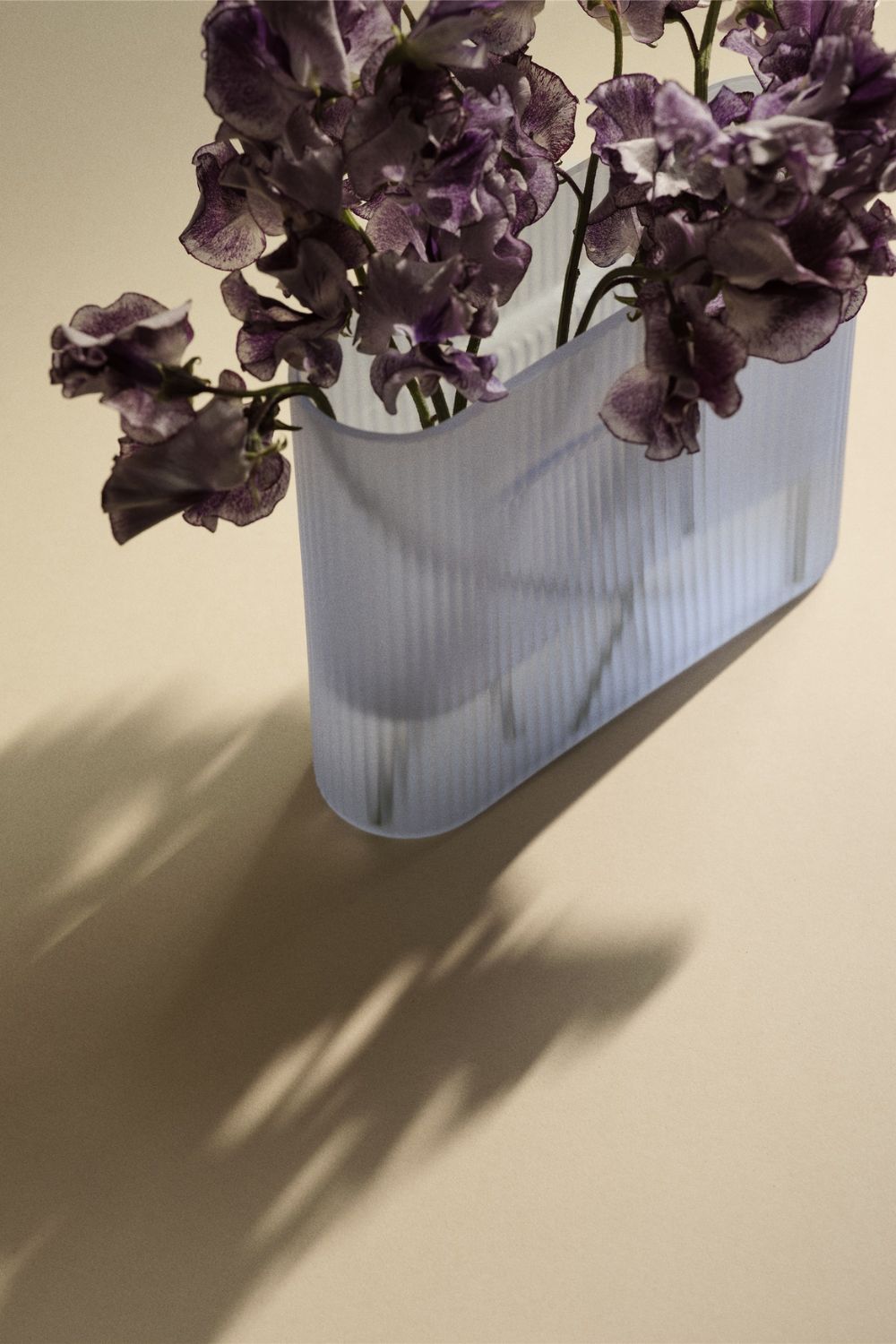 Ridge Vase Light Blue Frosted Glass