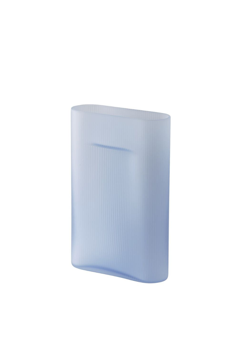 Ridge Vase Light Blue Frosted Glass