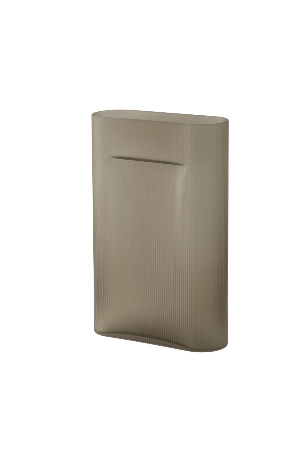 Ridge Vase Taupe Frosted Glass