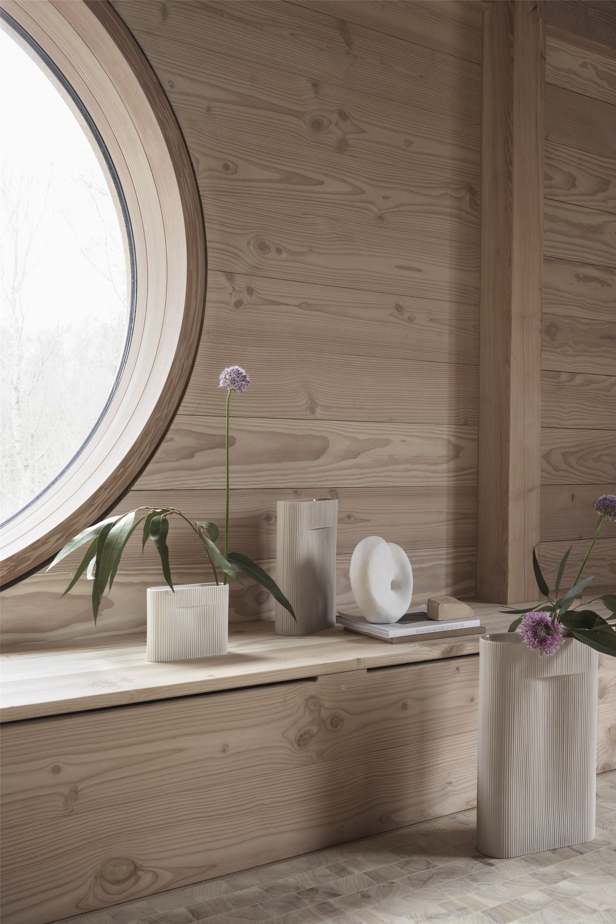 Ridge Beige Vase 35cm