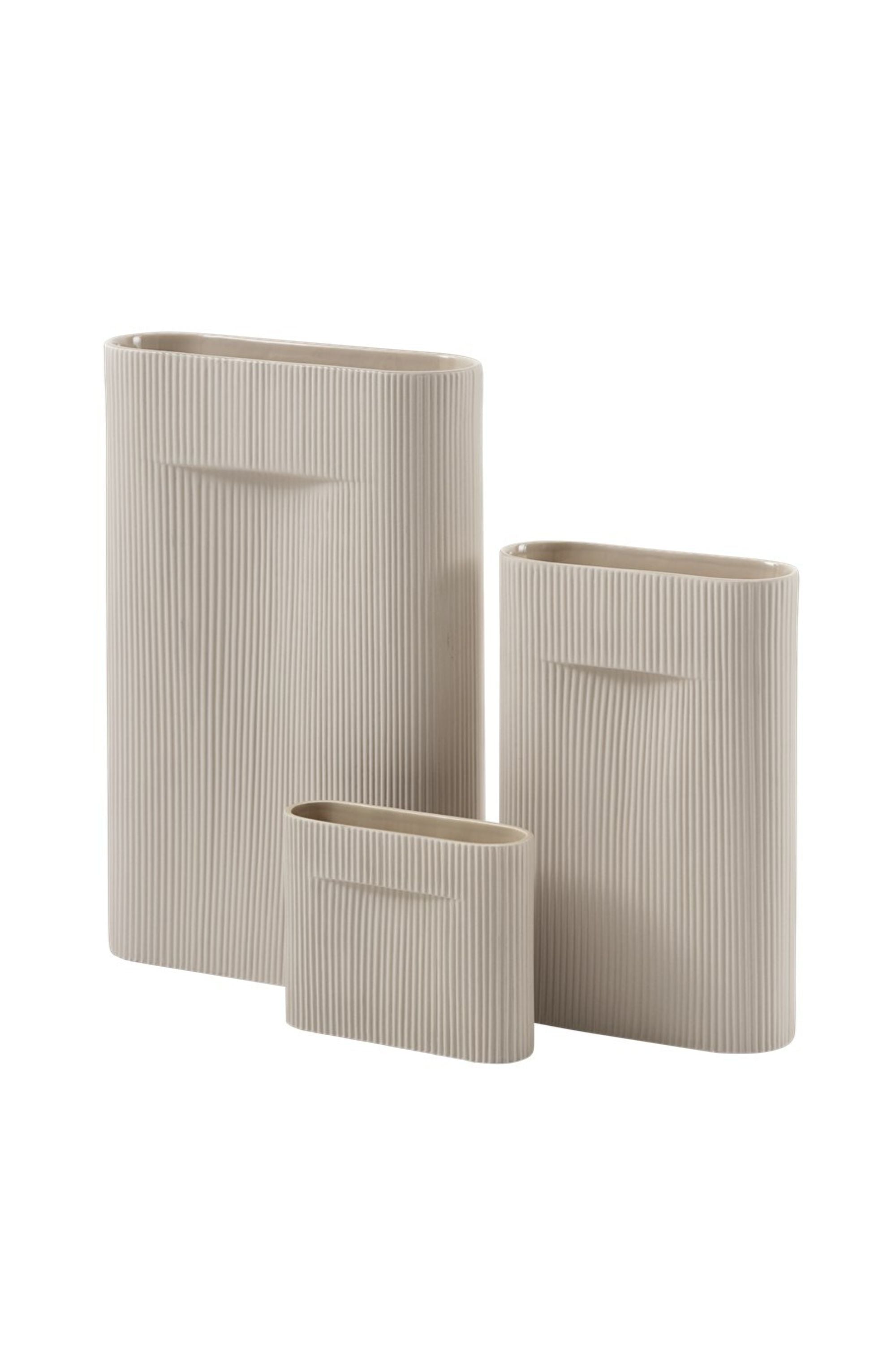 Ridge Beige Vase 35cm