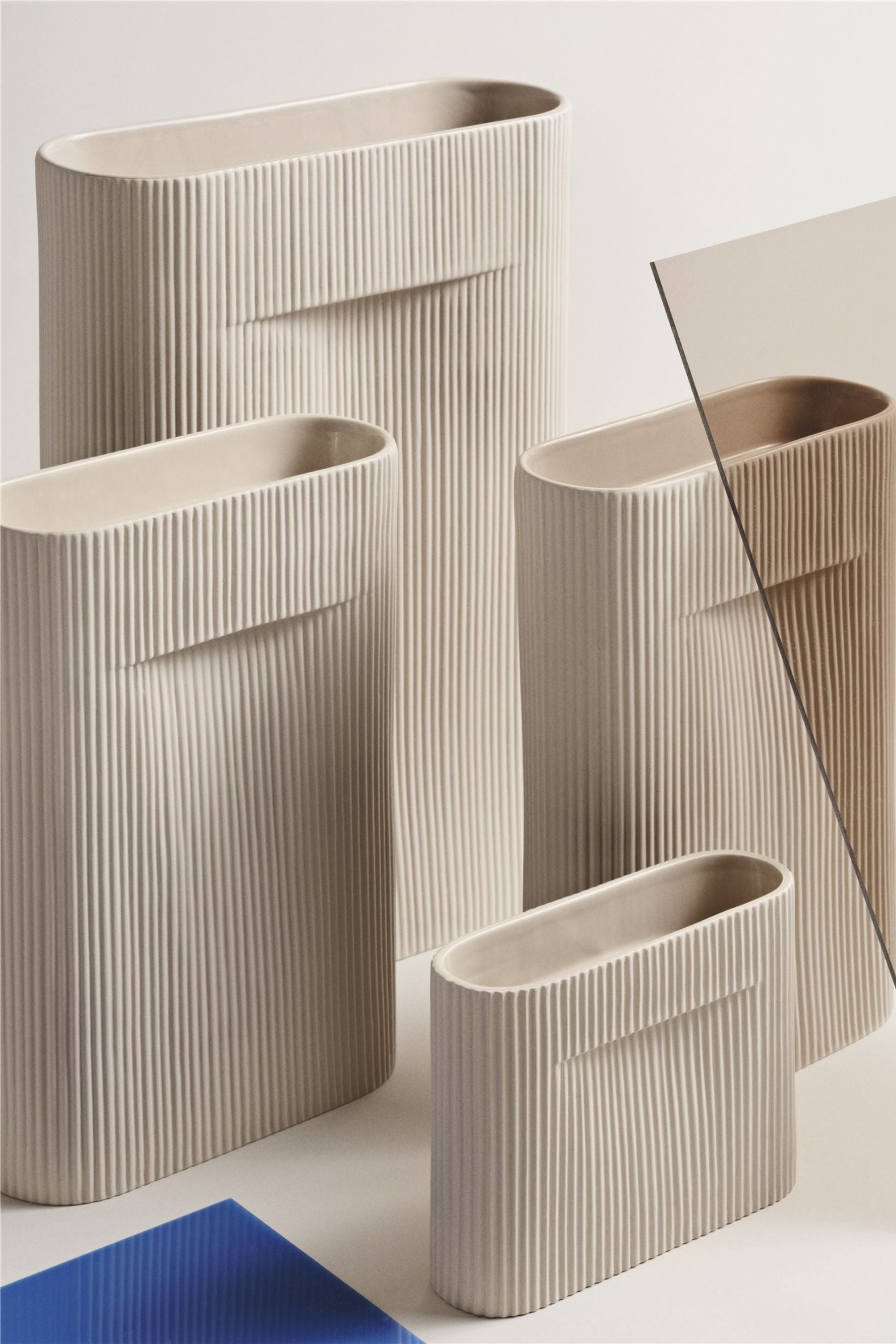 Ridge Beige Vase 35cm