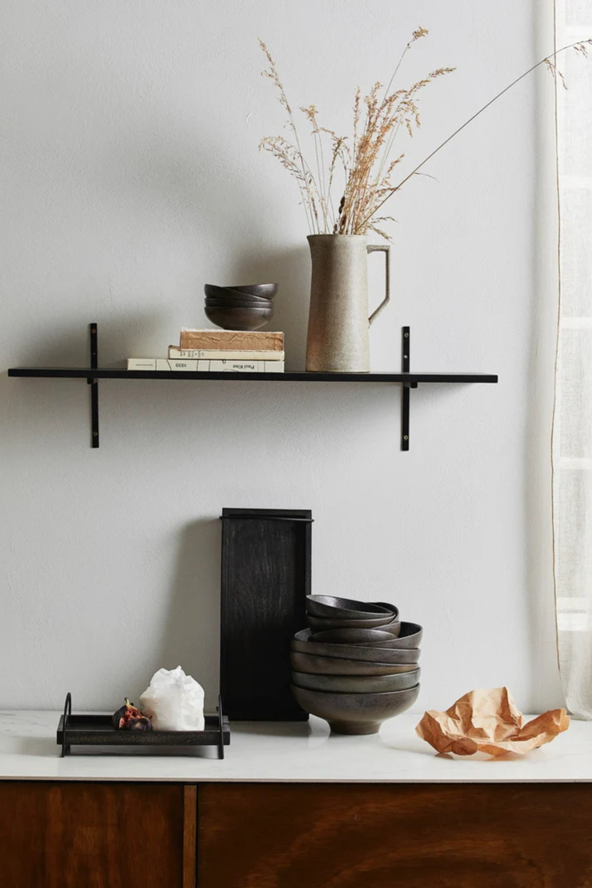 Inez tál, L, matt fekete