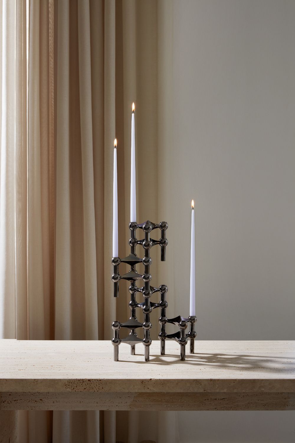 Black Chrome Candle Holder Set of 3 | Stoff Nagel | Home of Solinfo