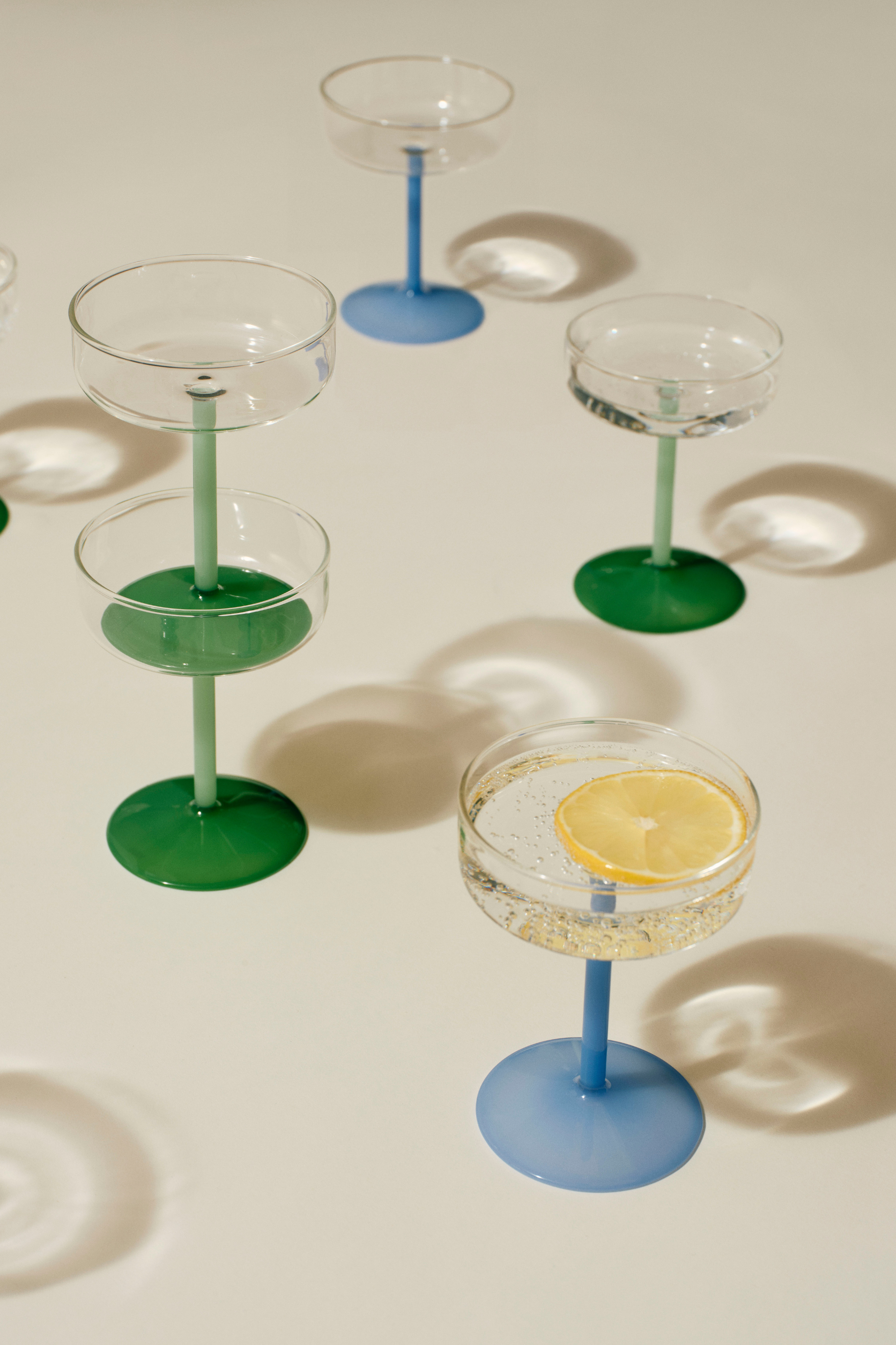 Tint Couple Jade Blue Cocktail Glass Set