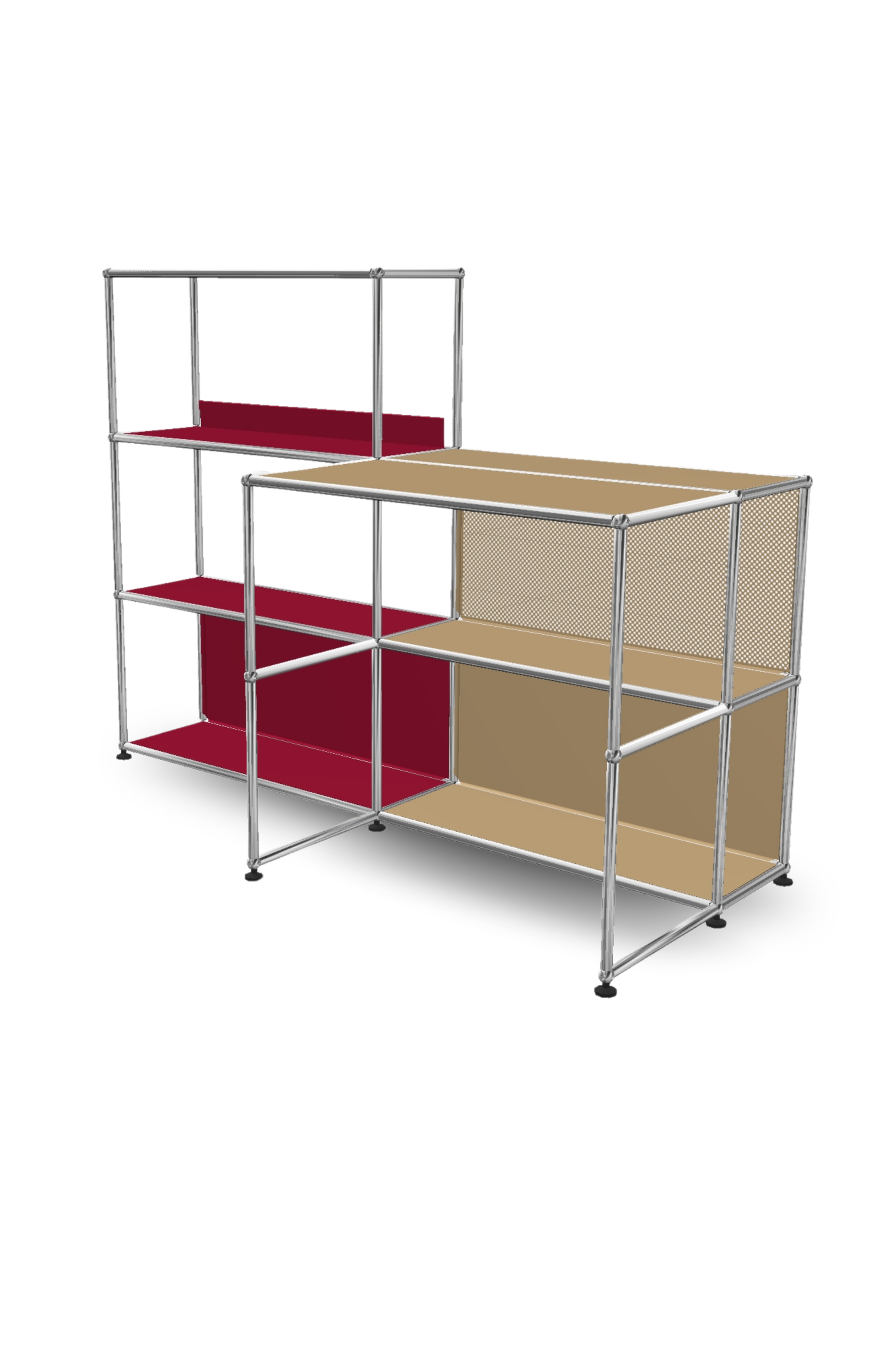 USM Haller home office composition beige and ruby red