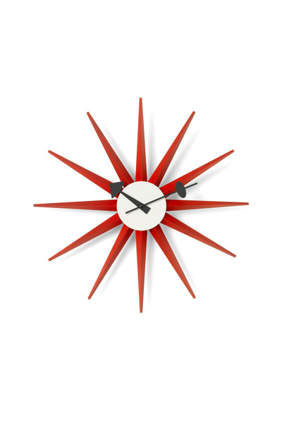 Sunburst red clock